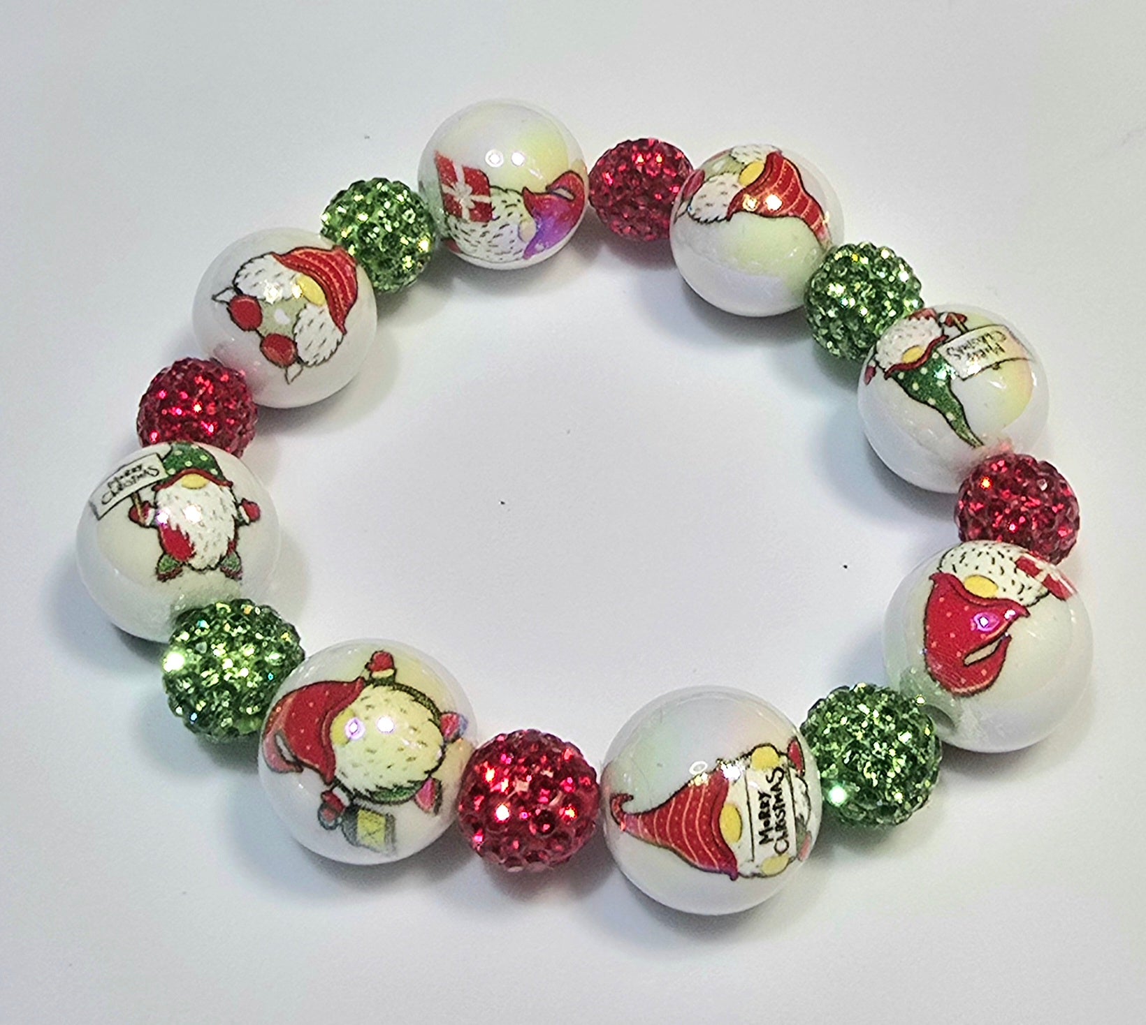 Christmas 16mm Knome w/10mm Red & Green Sparkle Beads