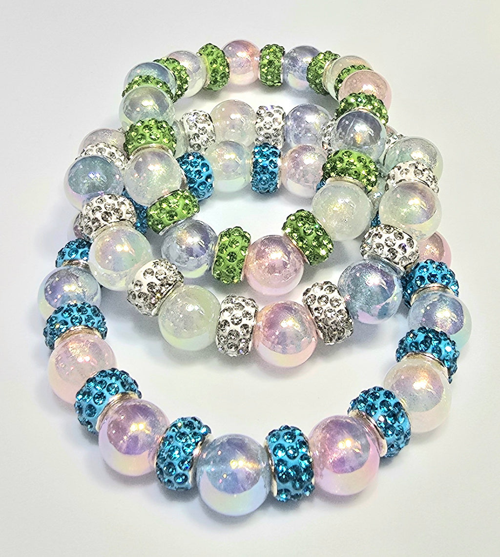 *12mm Iridescent Beads w/Barrel Sparkle Beads