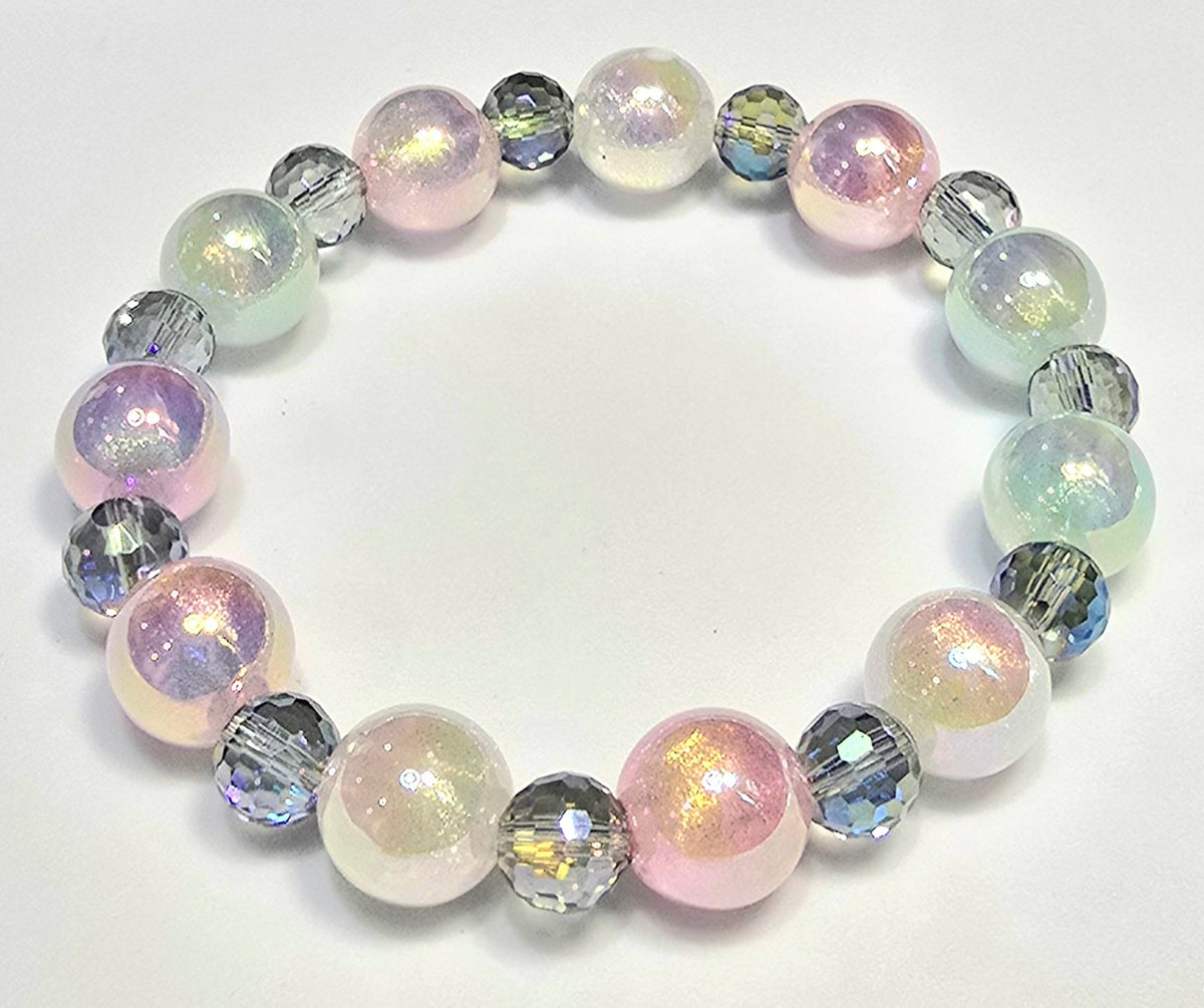 12mm Iridescent Beads w/8mm Faceted Glass Beads