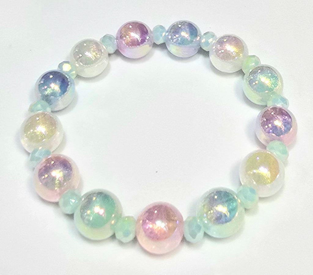 *12mm Iridescent Beads with 6mm Faceted Beaded Bracelets