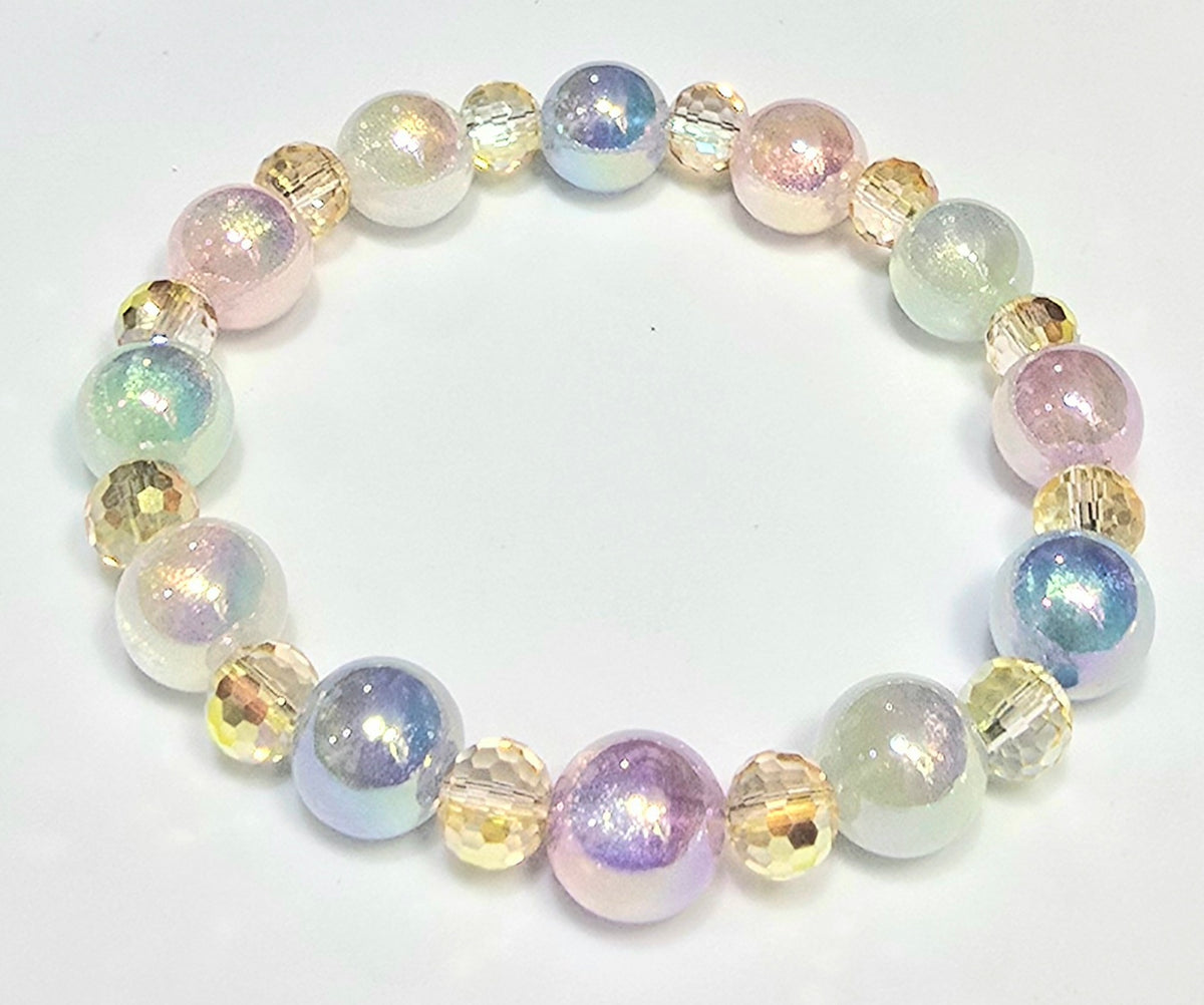 12mm Iridescent Beads w/8mm Faceted Glass Beads