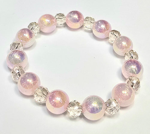 *12mm Iridescent Beads with 8mm Faceted Glass Bead Bracelets