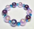 *16mm Iridescent Dark Purple & Light Purple Beads with Blue Faceted Glass Beaded Bracelet