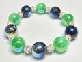 *16mm Iridescent Green & Blue with 8mm Sparkle Beads Bracelet