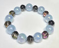*12mm Iridescent Blue Beads with 10mm Smokey Faceted Beaded Bracelet