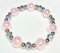 *12mm Iridescent Pink Beads with 8mm Smokey Faceted Glass Beaded Bracelet