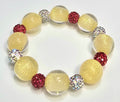*16mm Gold Resin Beads with 10mm Red & White Sparkle Beaded Bracelet