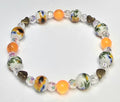 *10mm Ceramic Yellow Flowers With 8mm Gold Cat Eye Beads Bracelet