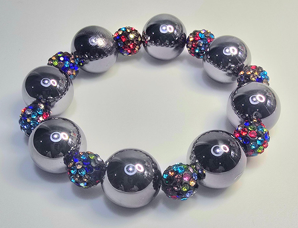 *16mm Metallic Color Beads With 10mm Sparkle Beaded Bracelet