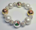 *16mm Christmas Metallic & Pearly Beads With 10mm Sparkle Beads Bracelet