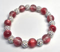 *10mm Dark Red Glitter Beads With 8mm Sparkle Beads Bracelet