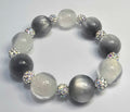 *16mm Grey Glitter & Grey Cat Eye Beads With 8mm Sparkle Beaded Bracelet