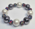 *16mm Christmas Pearly & Gunmetal Resin Beads With 10mm Multicolored Sparkle Bead Bracelet