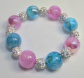 *16mm Aqua Blue & Lavender Resin Beads With 10mm Sparkle Beads Bracelet
