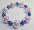 *16mm Lavender Crackle Beads With 10mm Blue Sparkle Beads & Caps Bracelet