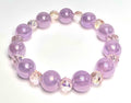 *12mm Iridescent Purple Beads With 8mm Pink Faceted Glass Beaded Bracelet