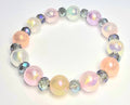 *12mm Iridescent Multicolored Beads With 8mm Smokey Grey Faceted Glass Beaded Bracelet