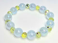 *12mm Iridescent Blue Beads With 8mm Yellow Faceted Glass Beaded Bracelet