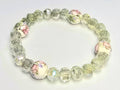 *10mm Ceramic Pink Flower Beads With 8mm Gradient Colored Faceted Glass Beaded Bracelet