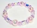 *12mm Iridescent Pink With 10mm Faceted Glass Beaded Bracelet
