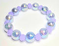 *12mm Iridescent Blue Beads With 8mm Lavender Faceted Glass Beaded Bracelet