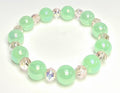 *12mm Iridescent Mint Green Beads With 8mm Pink Faceted Glass Bead Bracelet