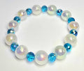 *12mm Iridescent White Beads With 8mm Faceted Glass Beaded Bracelet