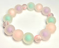 *16mm Frosted Multicolor With 10mm Pink Glitter Bead Bracelet