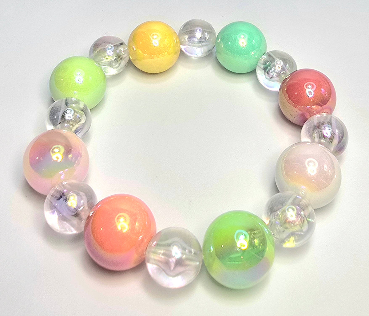 *16mm Pastel Resin Beads With 10mm Clear Beaded Bracelet