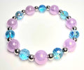 *14mm Purple Beads With 10mm Blue Faceted Glass & Silver Color Spacers Bracelet