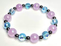 *14mm Lavender Beads With 10mm Blue Faceted Glass & Black Beads Bracelet