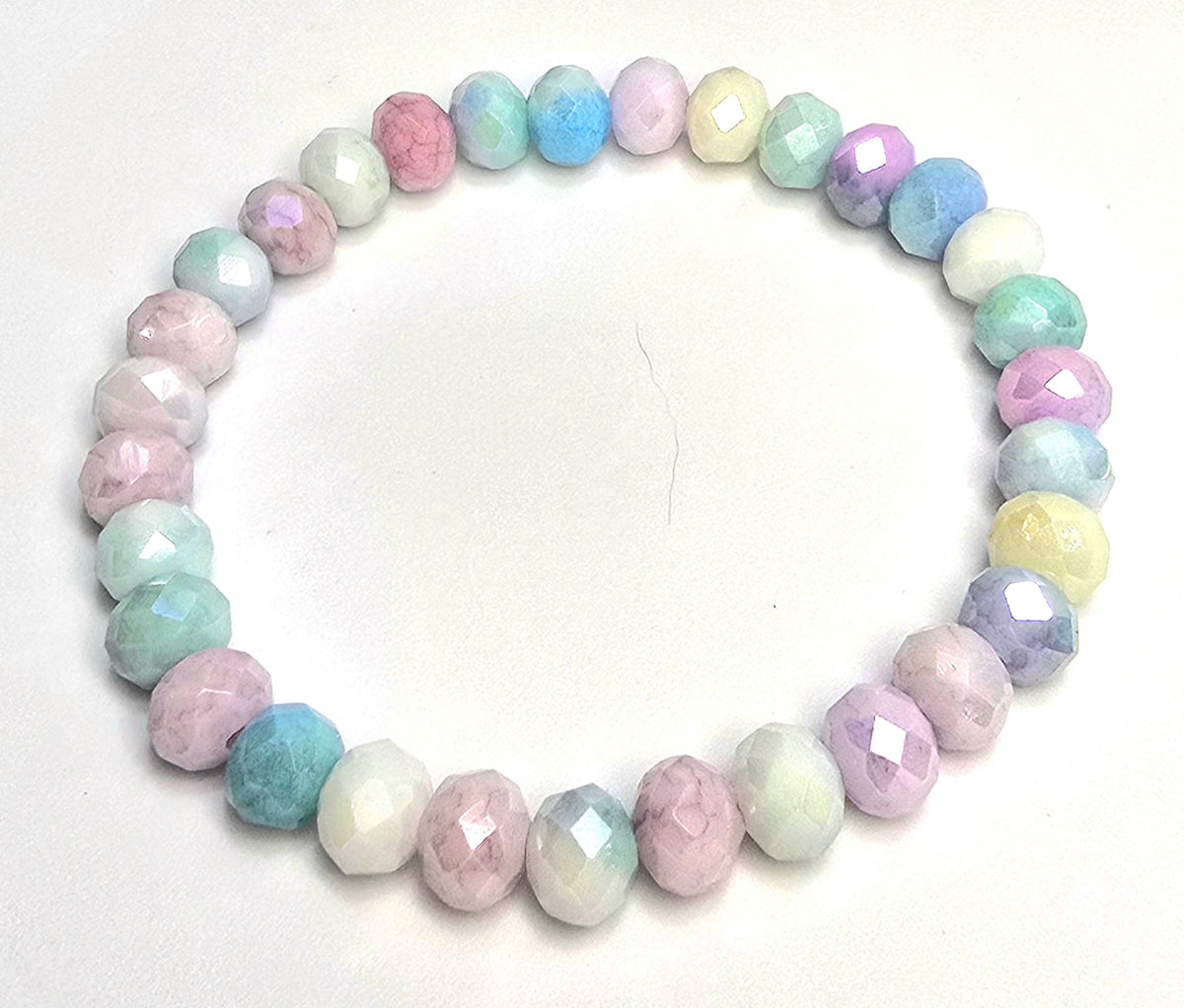 *8mm Pastel Colored Faceted Glass Bead Bracelet