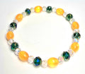 *8mm Gold Oval Cat Eye Beads With 8mm Green & Clear Faceted Glass Beaded Bracelet