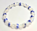 *8mm Ceramic Blue Flower Beads With 8mm White Beads Bracelet