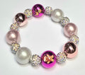 *16mm Christmas Pink Metallic & Pearly with 10mm Sparkly Beads Bracelet