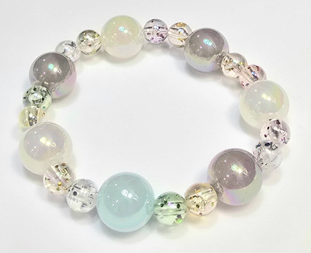 *14mm Iridescent Beads with 8mm Beaded Bracelet