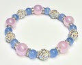 *12mm Iridescent Pink & Blue With 10mm White Sparkle Beaded Bracelet