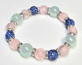 *12mm Iridescent Lt. Blue & Pink With 10mm Blue Sparkle Beaded Bracelet