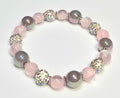 *12mm Iridescent Smokey Grey & Pink With 10mm White Sparkle Beaded Bracelet